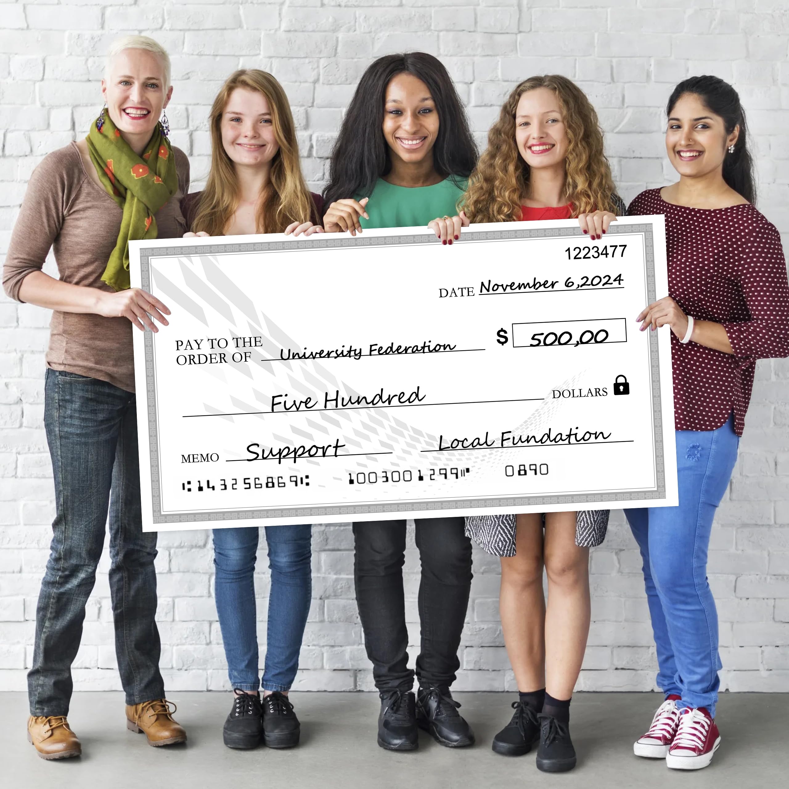 Reusable Fake Check-16' X 30'-Big Check For Presentation, Big Oversized Blank Check For Fundraisers, Retirement, Charity & Don