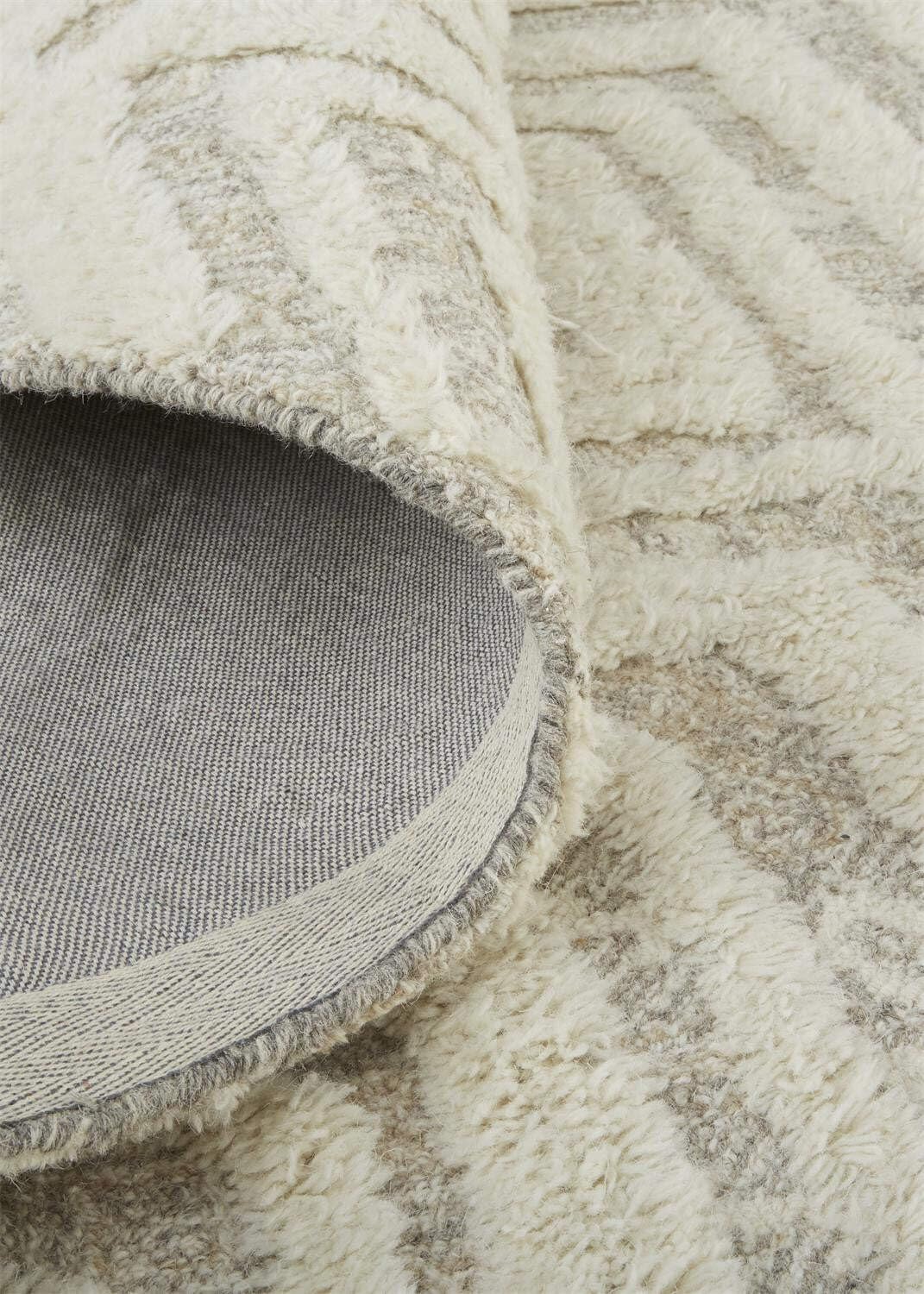 HomeRoots 512797 8 x 10 ft. Ivory & Tan Wool Geometric Hand Tufted Handmade Stain Resistant Rectangle Area Rug