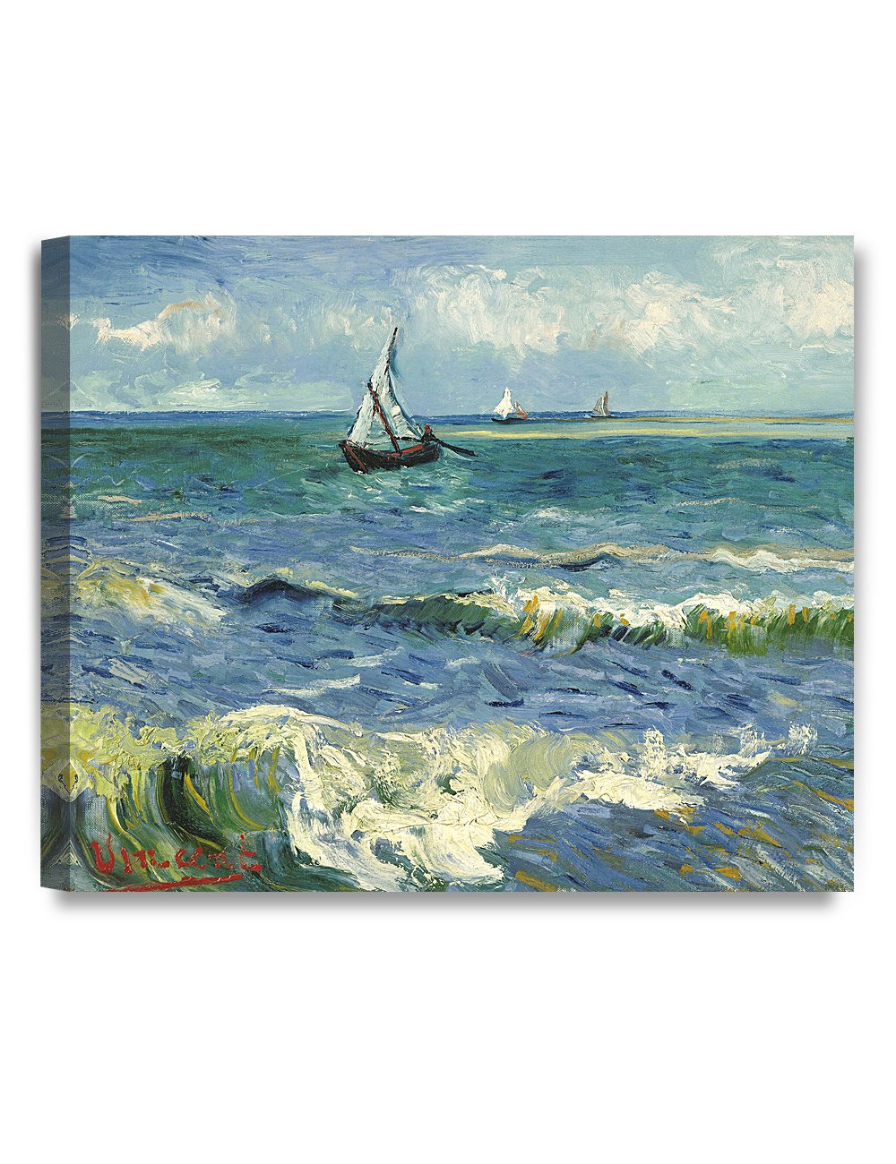 DECORARTS - The Sea at Les Saintes-Maries-de-la-Mer by Vincent Van Gogh. Oil Painting Reproduction. Giclee Print on Canvas. Read