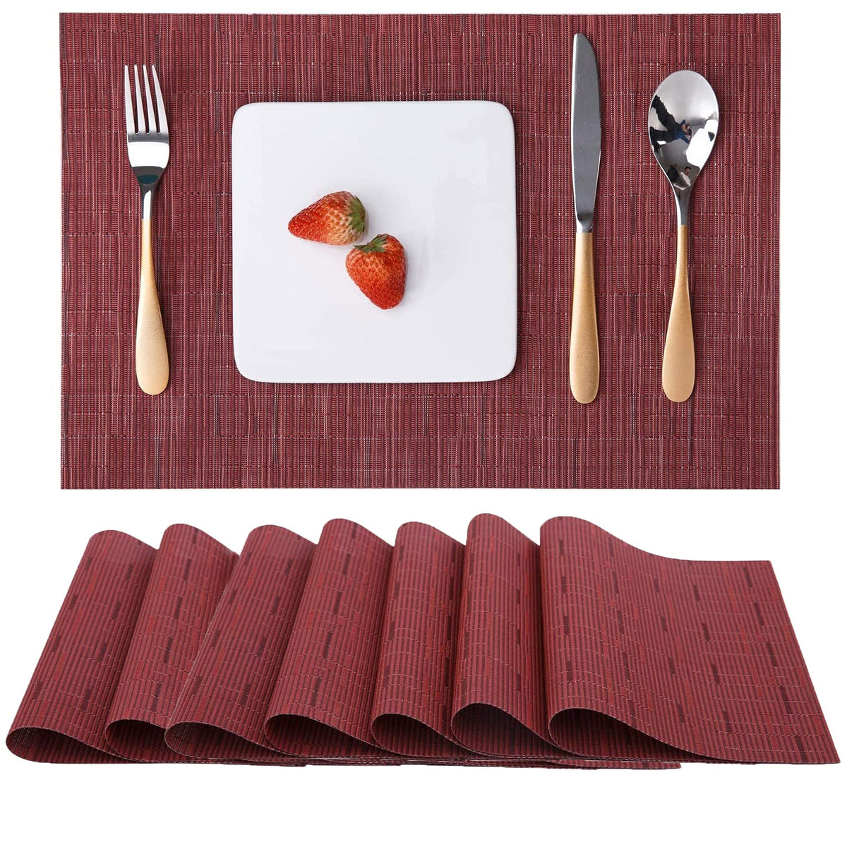 Myir Jun Place Mats, Table Mats Set Of 8 Indoor Placemats Washable Non-Slip Heatproof Woven Placemats For Dining Table Fabric Pl