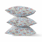 HomeRoots Gray Indigo Red 18' Sky Blue Red Roses Zippered Suede Throw Pillow