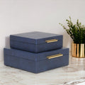 Cheungs Lusan Navy Blue Shagreen Boxes