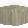Biscaynebay Wrap Around Bed Skirts For King & Cal King Beds Short Drop Of 12', Taupe Adjustable Elastic Dust Ruffles Easy Fit W