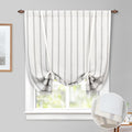 DriftAway Farmhouse Double Layer Linen Blackout Tie Up Curtains Thermal Insulated Vertical Striped Fully Lined Balloon Roman Sha