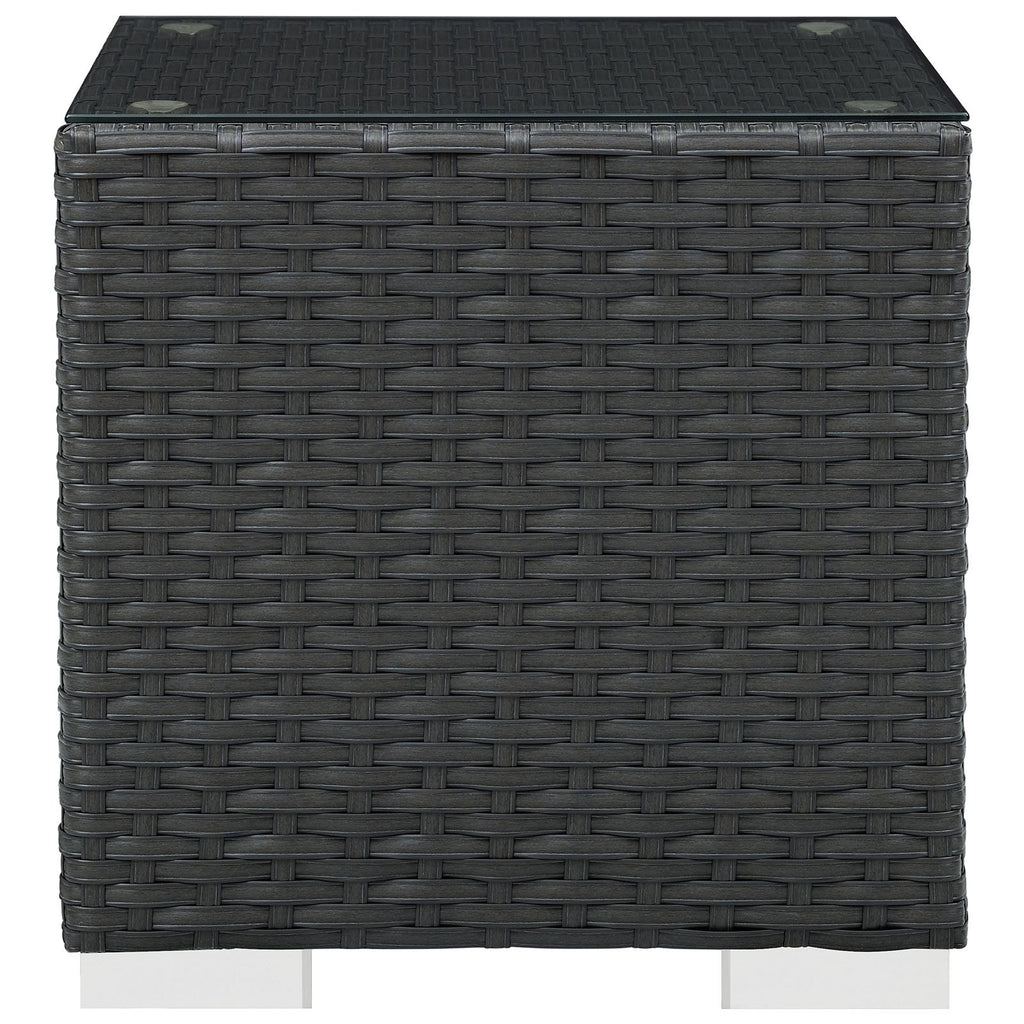 Modway Sojourn Wicker Rattan Outdoor Patio Side End Table in Chocolate