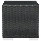 Modway Sojourn Wicker Rattan Outdoor Patio Side End Table in Chocolate