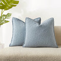 Juspurbet Light Blue Boucle Throw Pillow Covers 20X20 Inch Set Of 2 For Couch Bedroom Sofa Living Room Decorative Soft Thick Tex