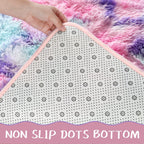 Lochas Luxury Fluffy Rainbow Area Rug For Girls Bedroom 4X6, Soft Fuzzy Kids Rugs For Bedroom Boys Playroom, Cute Colorful Tie D