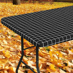 Spotjoy Rectangle Vinyl Table Cloth, Elastic Fitted Flannel Backed Plastic Table Covers For 6 Foot Folding Tables, Waterproof Fo
