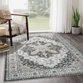 zesthome Area Rug 8x10,Ultra-Thin Washable Rugs for Living Room, Non-Slip Backing Area Rugs,Small Entryway Rug,Vintage Medallion