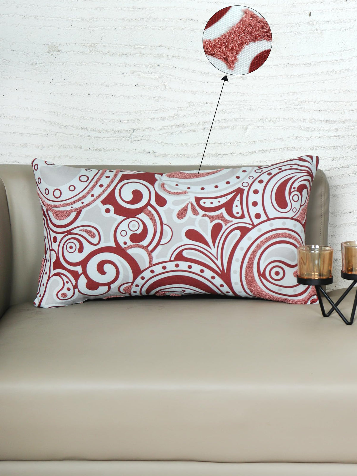 Zeba World Hand Embroidered Cushion Cover  Luxe Collection | Sofa, Bedroom, Couch | Polycanvas Printed Floral Design With Embro