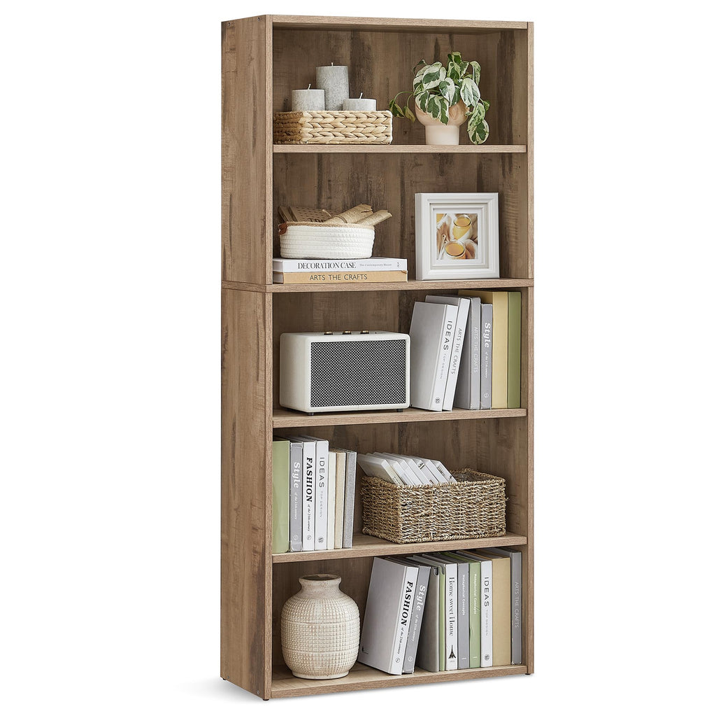 Vasagle Bookshelf, 23.6 Inches Wide, 5-Tier Open Bookcase With Adjustable Storage Shelves, Floor Standing Unit, Camel Brown Ulbc165T50