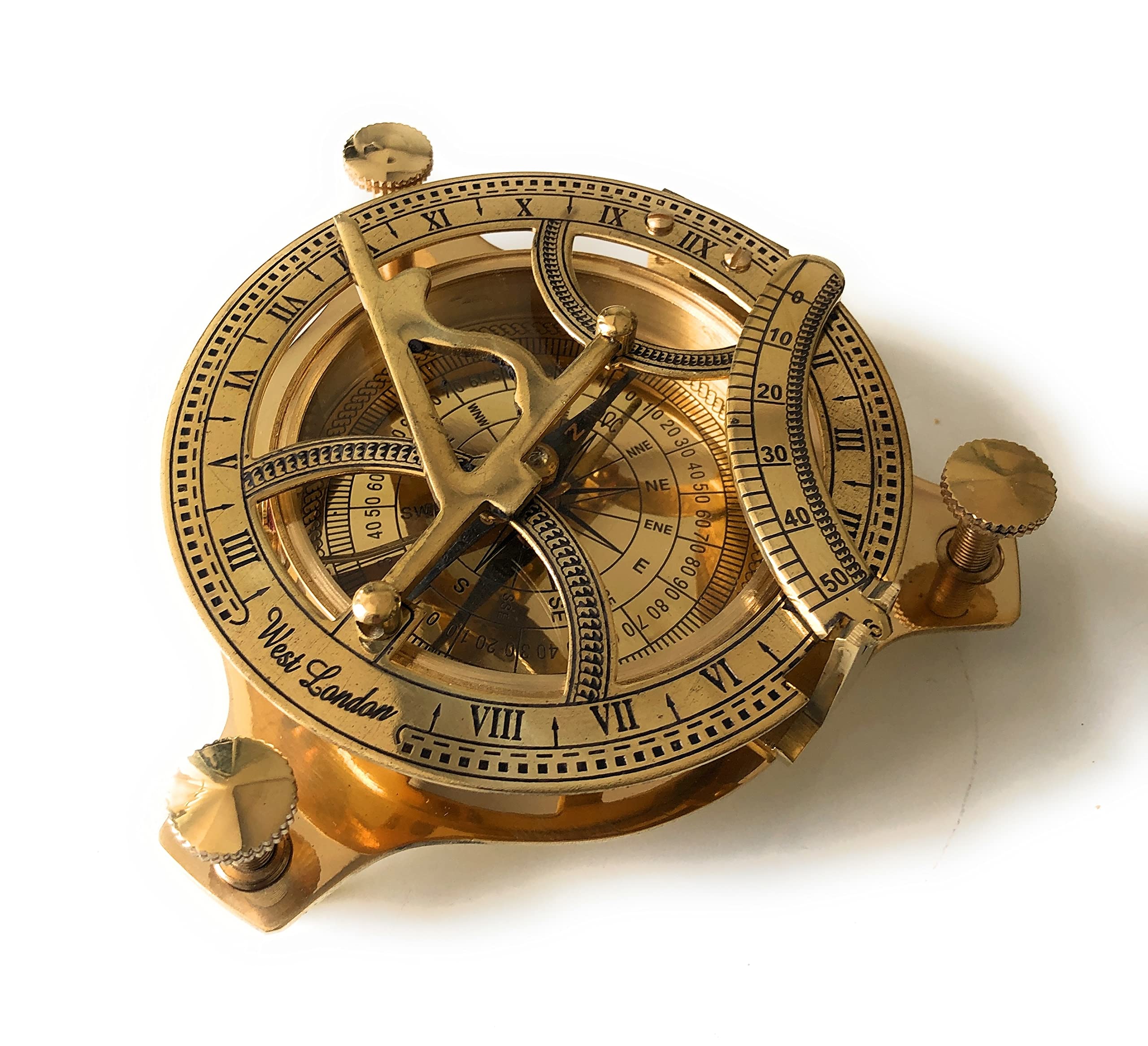 Ectoria 3'' Sundial Compass - Brass with Wood Box