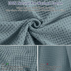 Phf 100% Cotton Waffle Weave Blanket King Size 104' X 90' - Lightweight Cozy Washed Soft Breathable Throw - Perfect Layer For Couch Bed Sofa - Elegant Aesthetic Home Decoration Gift - Ocean