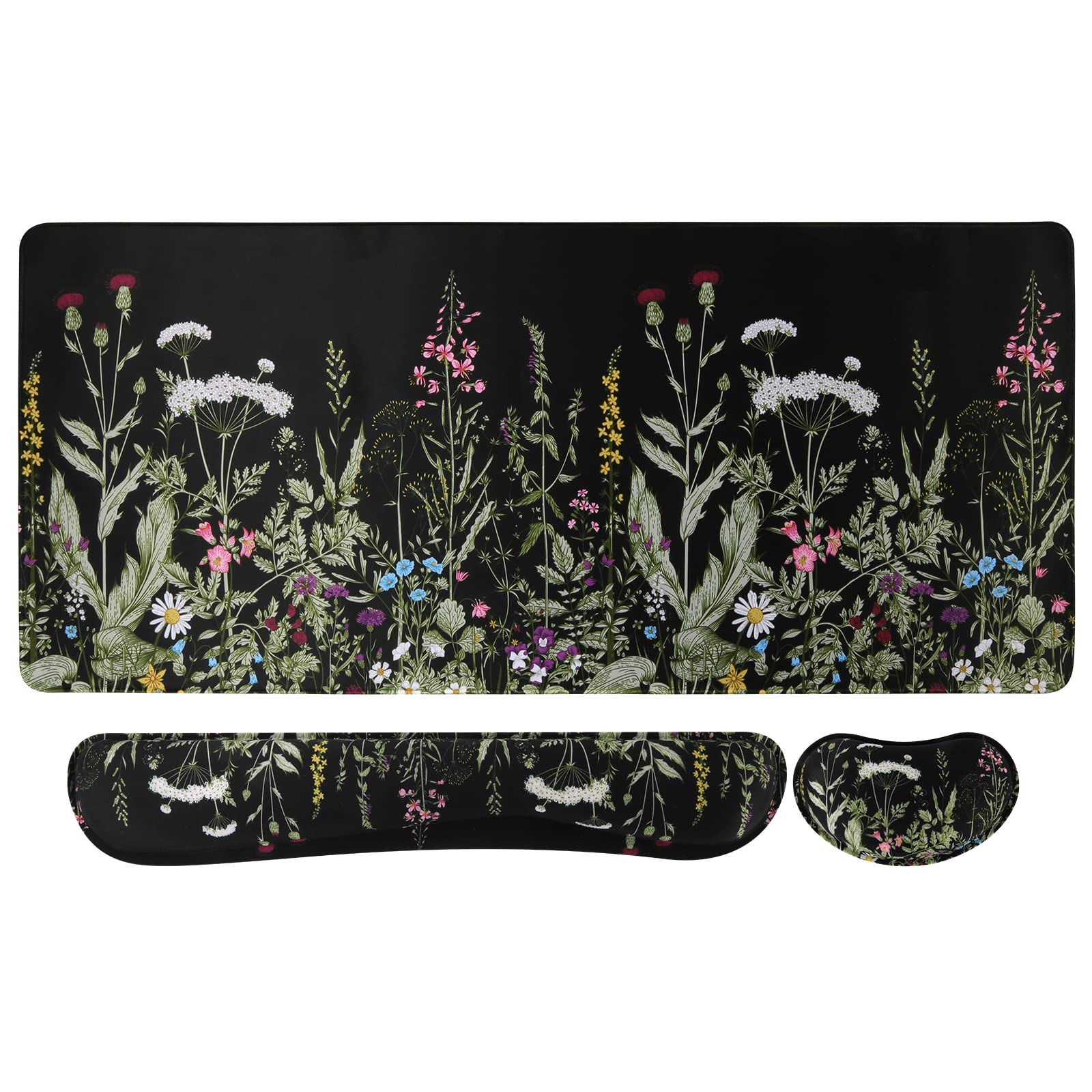 Icasso Large Mouse Pad For Desk, Computer Desk Mat, 3Pcs Xxl Keyboard And Mouse Pad + Keyboard Wrist Rest, Memory Foam, Easy Typ
