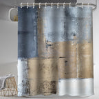 Lnond 4Pcs Bathroom Shower Curtain Sets With Rugs,Brown And Blue Painting Art Bathroom Sets With Shower Curtain And Rugs And Acc