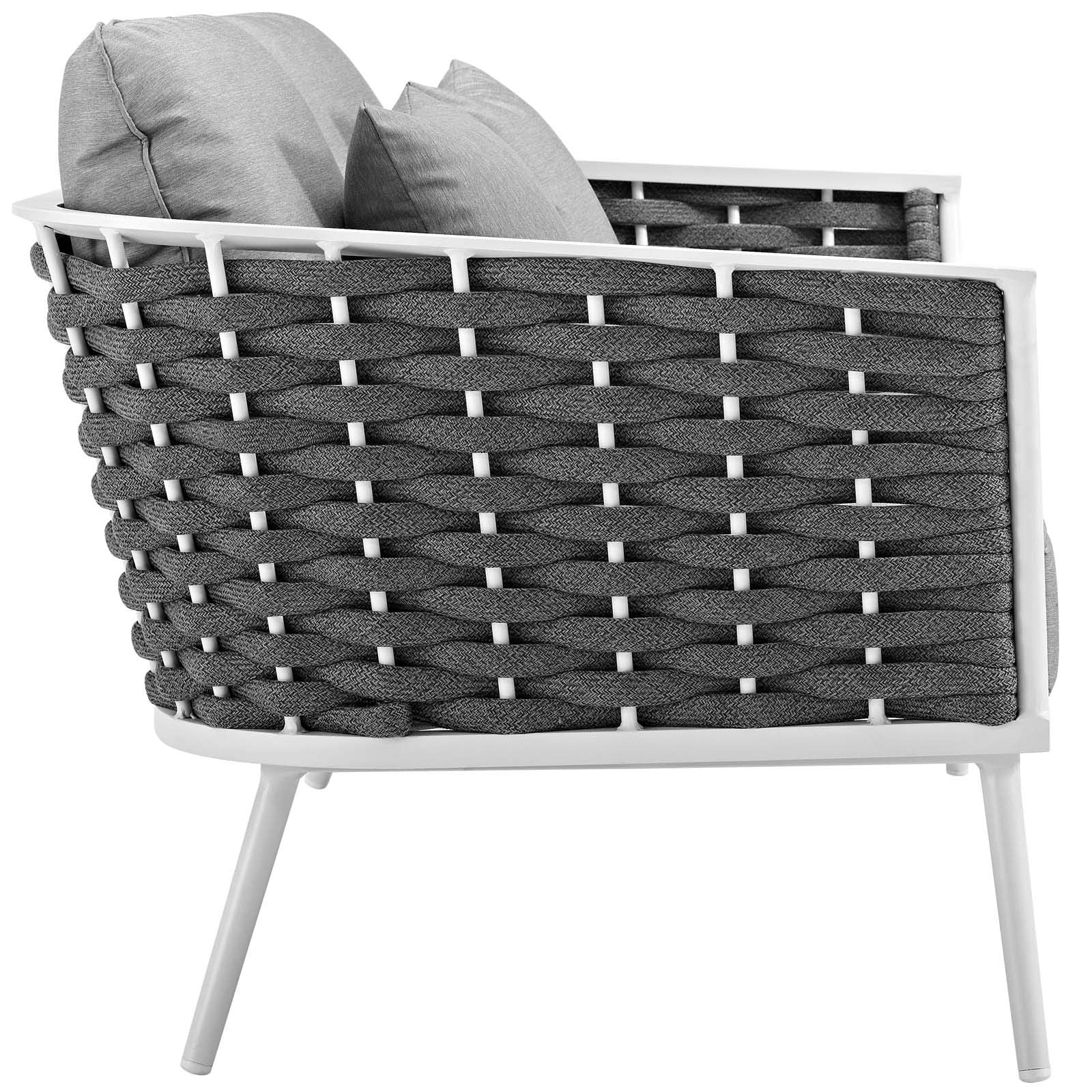 Modway Stance Outdoor Patio Contemporary Modern Woven Rope Loveseat In White Gray