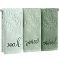 Moukeren 3 Pcs sage Green Hand Towels for Bathroom 100% Cotton Green Leaves Jacquard Embroidered Soak Unwind Breathe Bath Towels