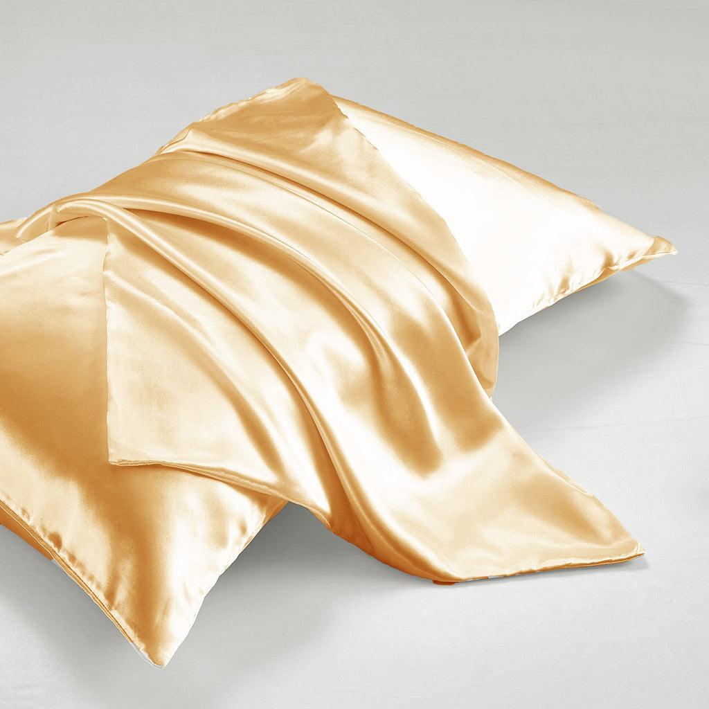 Hommxjf 5Pcs Gold Silky Satin Sheets Full Satin Sheets Set Silky Comforter Bedding Sheets With 1 Satin Flat Sheet,1Deep Pocket F
