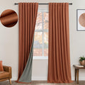 Koufall Rust Linen Curtains 108 Inches Long For Living Room Bedroom, 9Ft Tall Extra Long Boho Room Darkening Blackout Curtain Wi