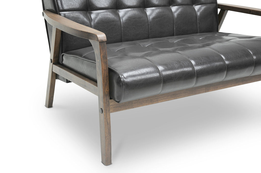 Baxton Studio Mid-Century Masterpieces Love Seat, Brown