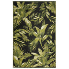 Liora Manne Marina Indoor/Outdoor Power Loomed Synthetic Blend Low Profile Area Rug - Transitional Graphic Botanical Beach Camping (Jungle Leaves Black) (4'10' X 7'6')