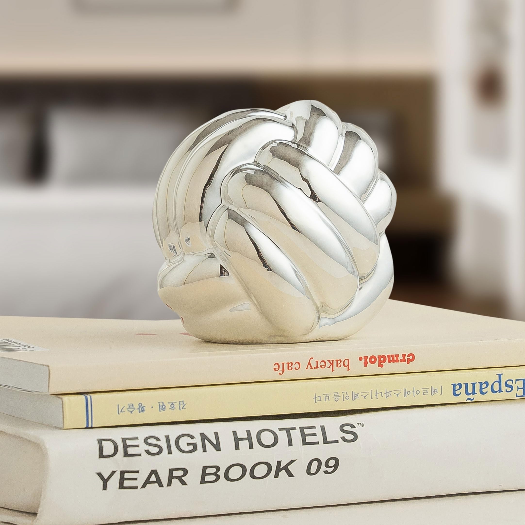 Small Silver Knot Decor, Chain Link Decor, Coffee Table Decor, Book Shelf Decor, Entry Table Decor, Aesthetic Minimalist Decorat