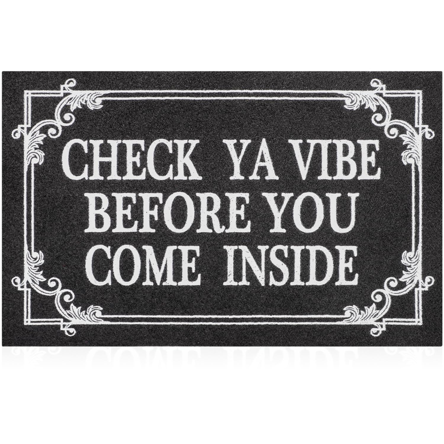 Hlfmvwe Indoor Door Mat Welcome Mats For Front Door Outdoor Entry Black Doormat, Check Ya Vibe Before You Come Inside This House