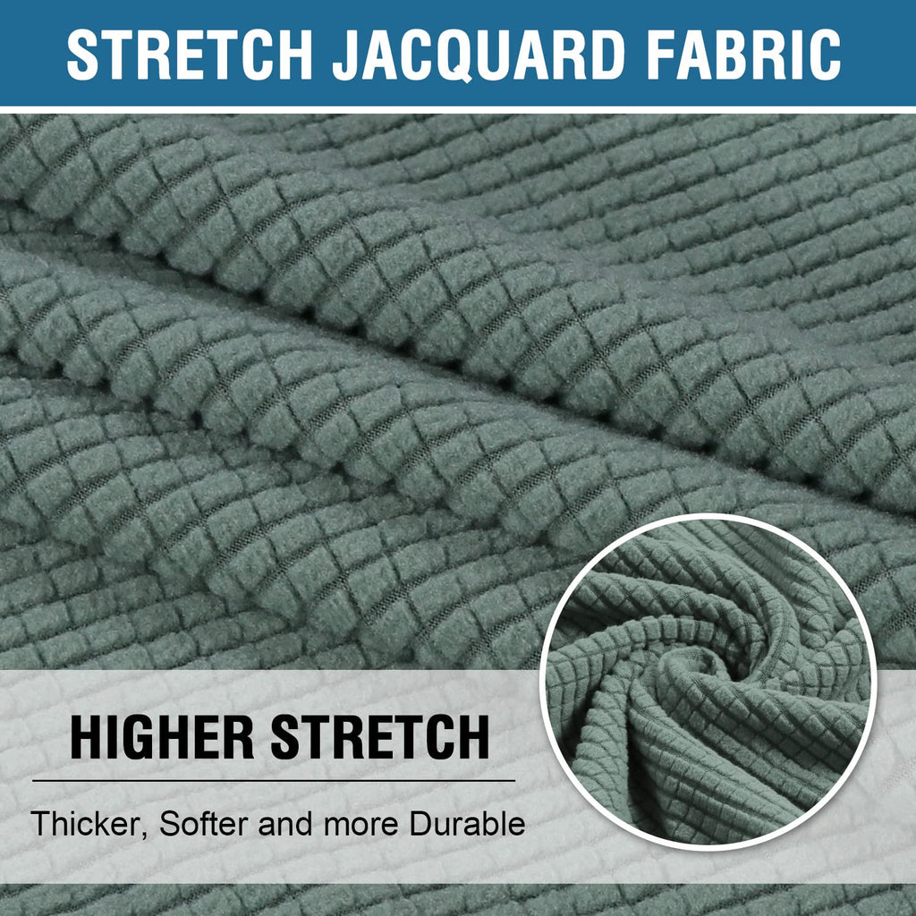 H.Versailtex Stretch 2 Piece T Cushion Sofa Slipcovers Individually Sofa Cushion Covers For 2 Cushion Couch Sofa Seat Cushion Covers With Elastic Bands Featuring Thicker Jacquard Fabric, Sage