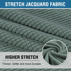H.Versailtex Stretch 2 Piece T Cushion Sofa Slipcovers Individually Sofa Cushion Covers For 2 Cushion Couch Sofa Seat Cushion Covers With Elastic Bands Featuring Thicker Jacquard Fabric, Sage