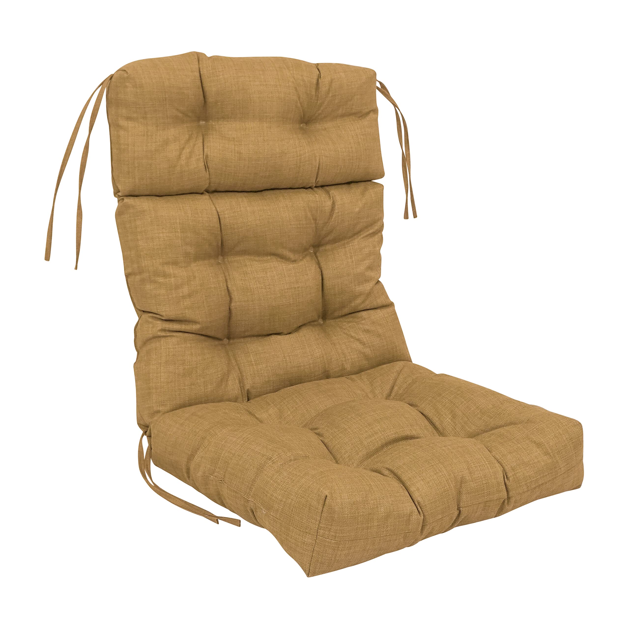 Blazing Needles Indoor/Outdoor Tufted Seat/Back Chair Cushion, 20 x 42, Wheat