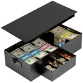 Volcora Cash Box Money Organizer - 15    X 7.5    X 4    Cashbox 5 Compartments Drawer Tray - Bills And Coin Slot With Combinati