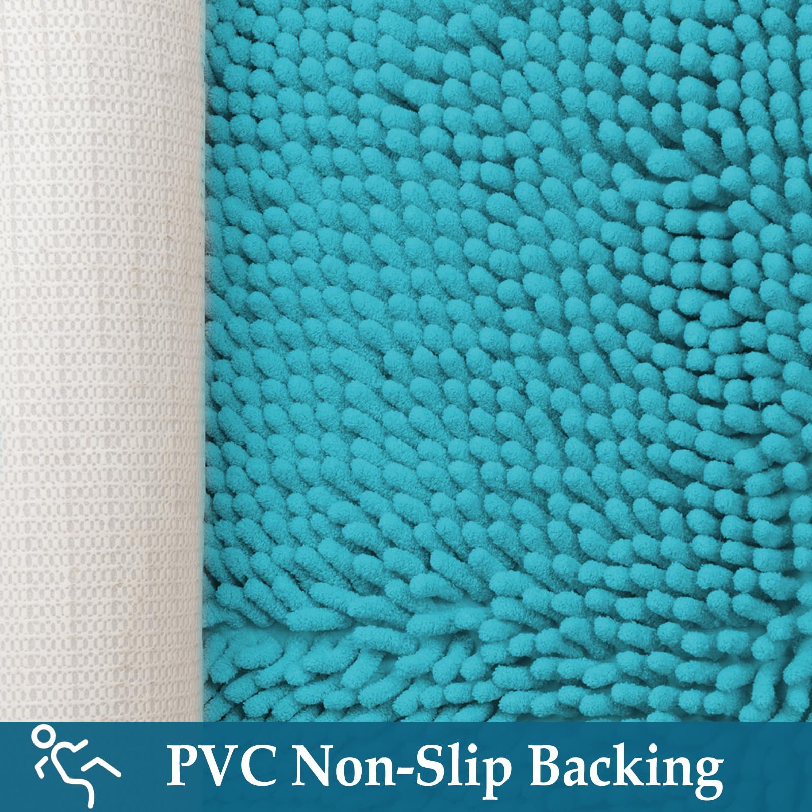 Teal Blue Bathroom Rugs Set 2 Piece Bathroom Set Bath Rugs Washable Bath Mats For Bathroom, Thick Soft Chenille Bathroom Rug Set