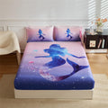 URLINENS Girls Mermaid Sheet Full Size 3 Piece, Ombre Pink Blue Mermaid Fitted Sheet and Pillowcase for Kids Teens, Soft Microfi