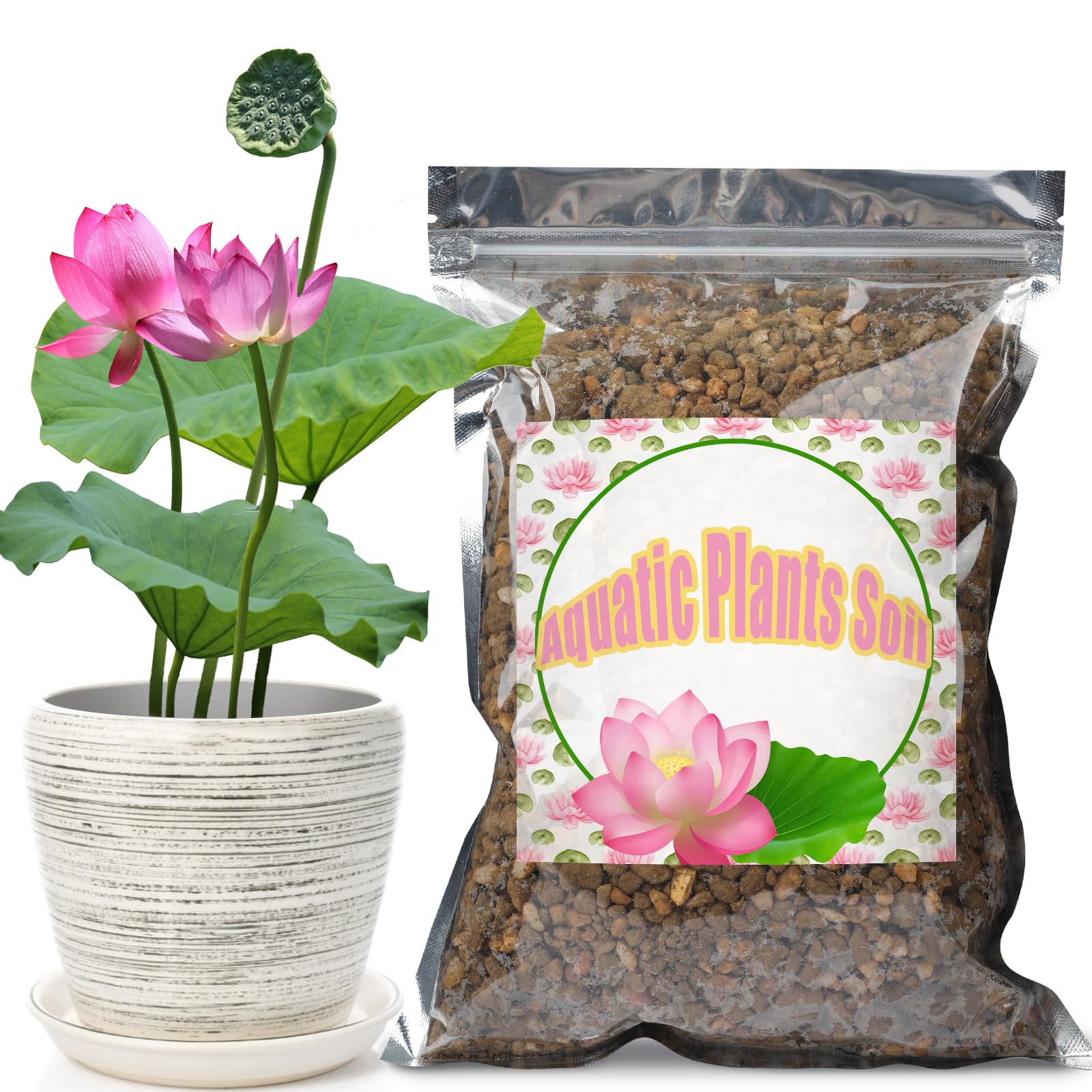 Doter Aquatic Soil For Pond Plants 2.2Lbs, Pond Clay Aquarium Soil Suitable For Small Ponds Water Plants Like Lotus, Water Lily,
