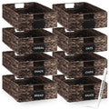 Nitial Wicker Storage Baskets Set of 8, 16 x 12 x 5 Inch, Dark Brown