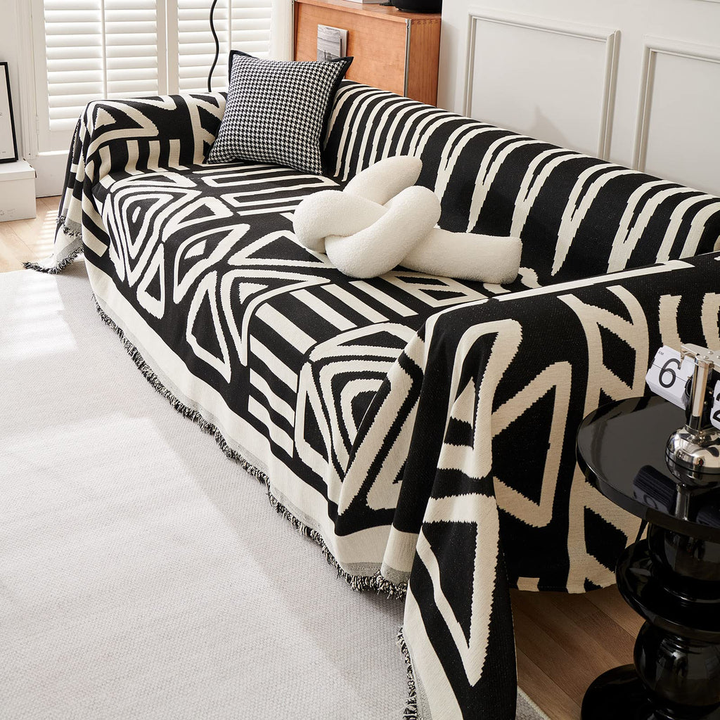 Handontime Boho Sofa Covers For Dogs Black Couch Sofa Covers For 3 Cushion Couch Sofa Beige Chenille Sofa Slipcover Couch Covers For Sectional L Shaped Couch Pets Protector Furniture Covers 71' X134'