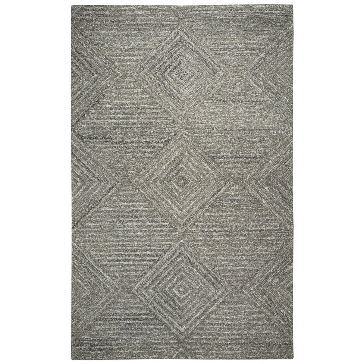 Makalu 2'6" X 8' Geometric/Solid Gray/Natural Hand-Tufted Area Rug