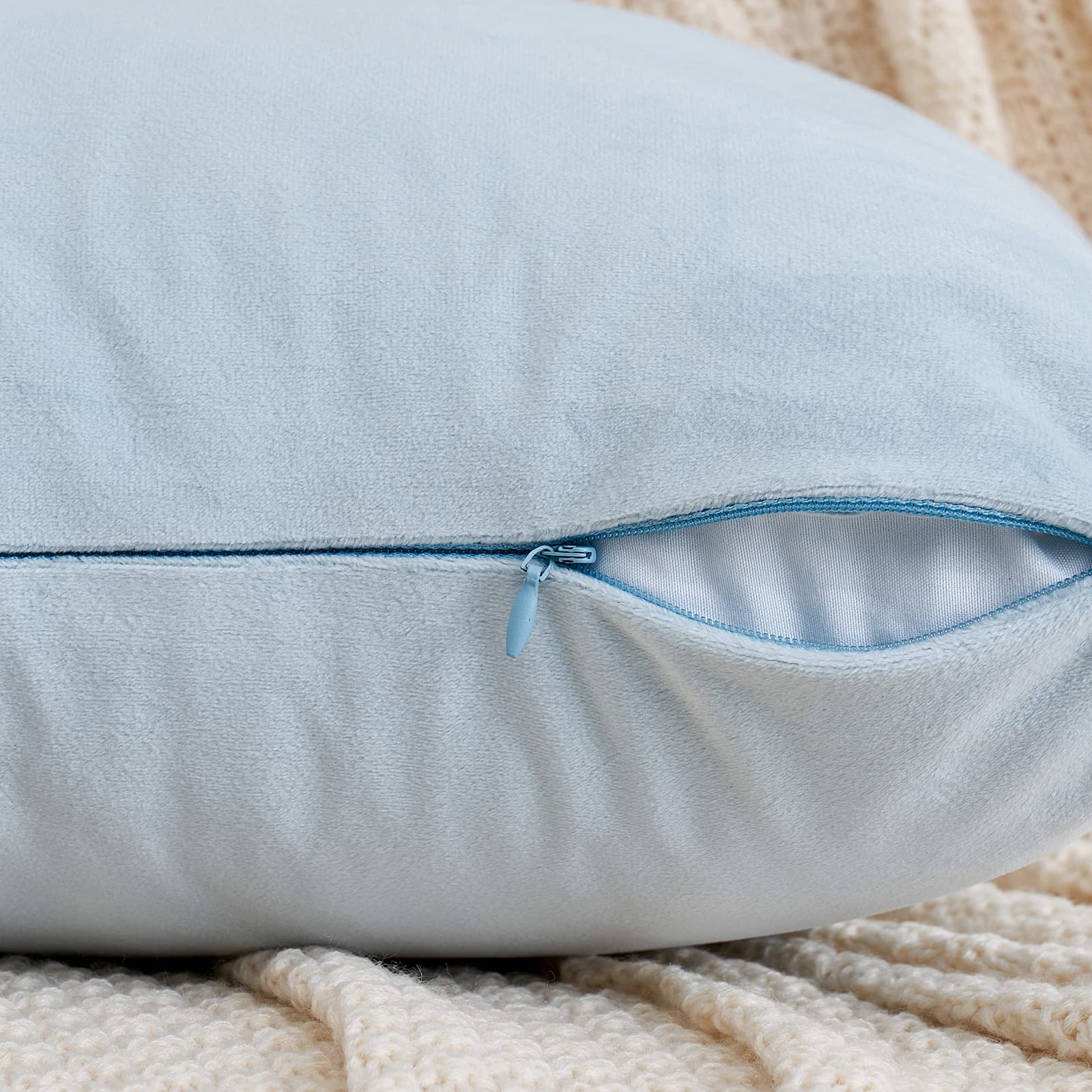 Emema Pack Of 2 Velvet Pillow Covers Decorative Square Pillowcase Soft Solid Cushion Case For Sofa Bedroom Car 20X20 Inch Baby B