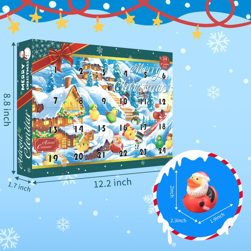 Hbydo Christmas Rubber Duck Advent Calendar 2024,Christmas Countdown Blind Box With 24 Bath Duck Toys,Christmas Decoration Party