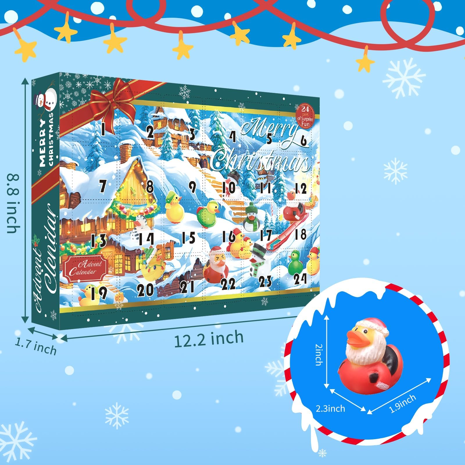 Hbydo Christmas Rubber Duck Advent Calendar 2024,Christmas Countdown Blind Box With 24 Bath Duck Toys,Christmas Decoration Party