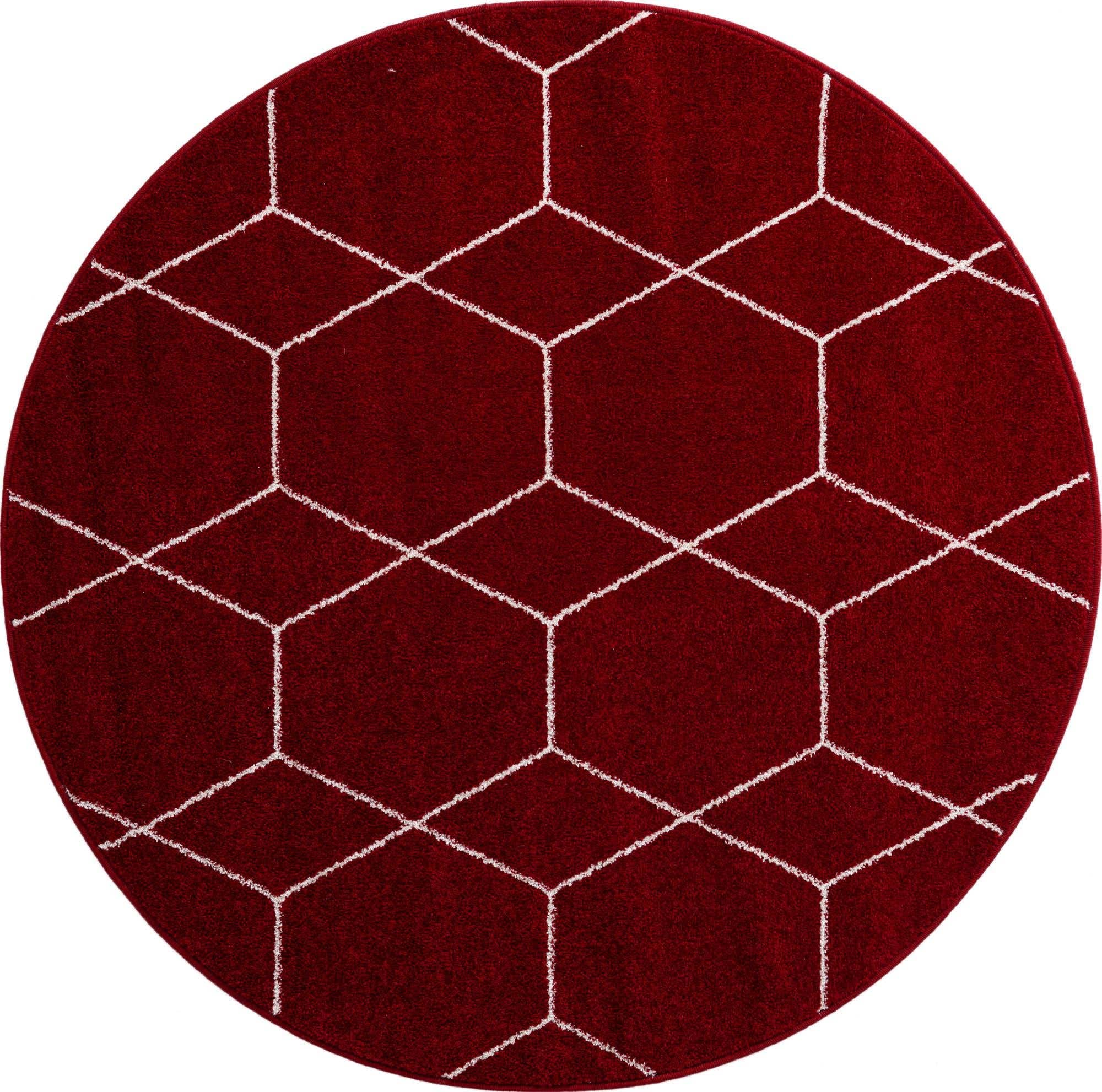 Unique Loom Trellis Frieze Collection Area Rug - Geometric (5 1 Round Red/Ivory)