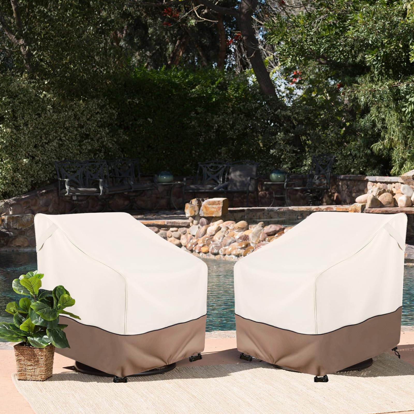 Okcool Outdoor Swivel Chair Cover 2 Pack,Outdoor Furniture Patio Chair Covers Waterproof Clearance,(33'' W X 35'' D X 38.5'' H)
