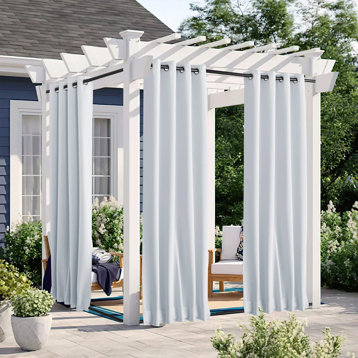Nicetown 2 Panels Outdoor Curtains With Grommet & Back Tab On Top And Bottom For Patio Waterproof, Windproof Privacy Cold & Heat