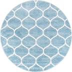 Unique Loom Trellis Frieze Collection Area Rug - Rounded (5' 1'' Round, Light Blue/ Ivory)