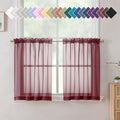 Aiyufneg Small Sheer Tier Curtains Half Kitchen Curtain Sheers, Light Filtering Farmhouse 24 Inch Window Panels Rod Pocket Burgu