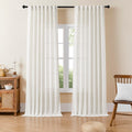 Joydeco Linen Curtains For Living Room,Semi-Sheer Curtains 96 Inches Long,Living Room Curtains 2 Panel Sets,White Curtains Pinch