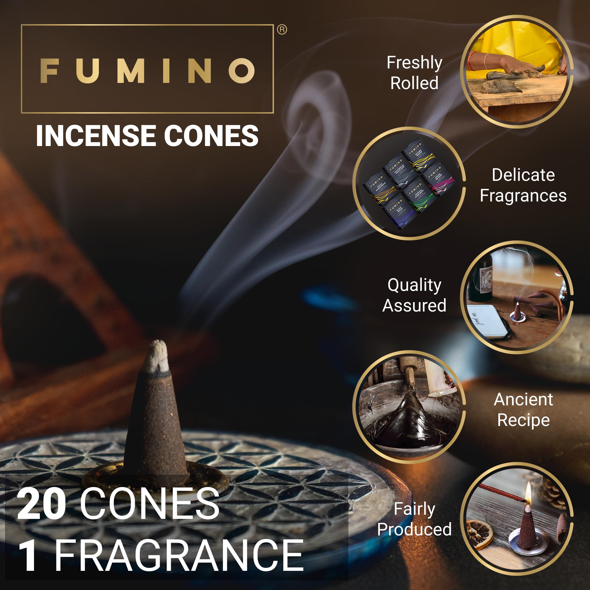 Fumino Autumn Breeze Fresh Incense Cones 20 Per Box Masala Agarbatti Joss Scent Fragrance For Relaxation And Meditation, Home An