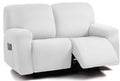 ULTICOR Jacquard Loveseat Recliner Slipcover, 6-Piece, 48-65'' L, Washable, White