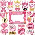 35 Pcs Galentines Photo Booth Props with Photo Frame, Galentines Day Photo Booth Props, Galentines Day Decorations Happy Galenti